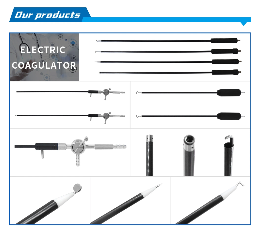 Laparoscopic Medical Equipments Surgical Instruments of Hf Monopolar Electric Coagulator L Hook Electric Coagulator Suction Needle Hook