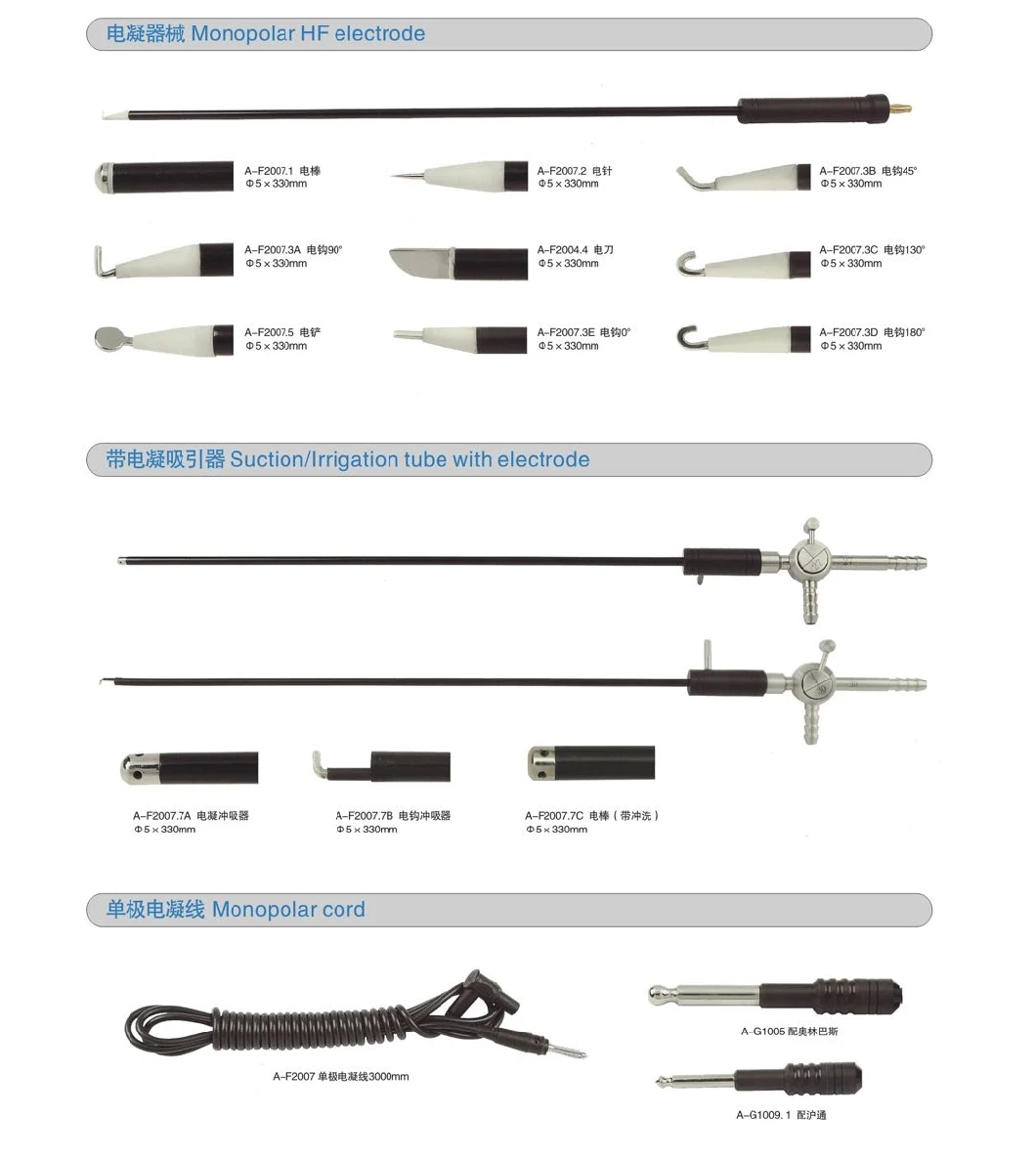 Best Sales Laparoscopic Medical Surgical Instruments of Hf L Hook Electrode Electric Coagulator Curved Monopolar Electrode Electric Coagulator Spud